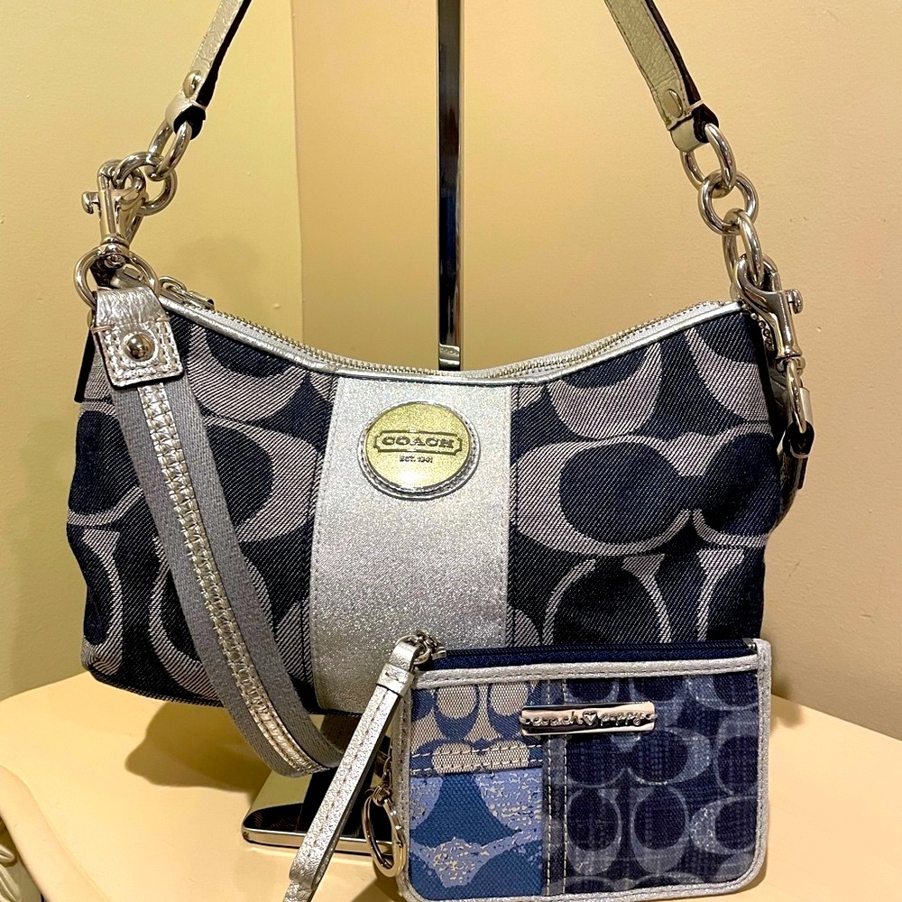 Coach denim bag with wallet